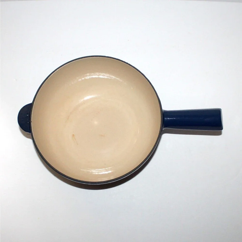 Nomar Cast Iron Fondue Pot Blue Made in France Staub vintage